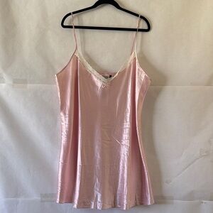 Vintage Viva Sleepwear Blush Pink Satin Slip Mini Dress Sz XL Coquette NWT READ